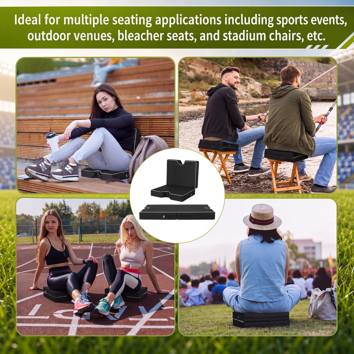 3 Pcs Portable Bleacher Chair Cushions with Handle W991743