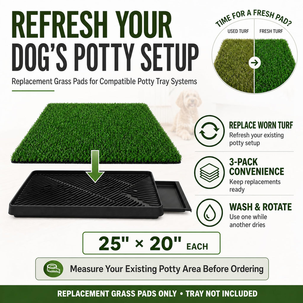 Dog Potty Grass Pads, 3 Pack, 25 x 20 in Replacement Turf U42819