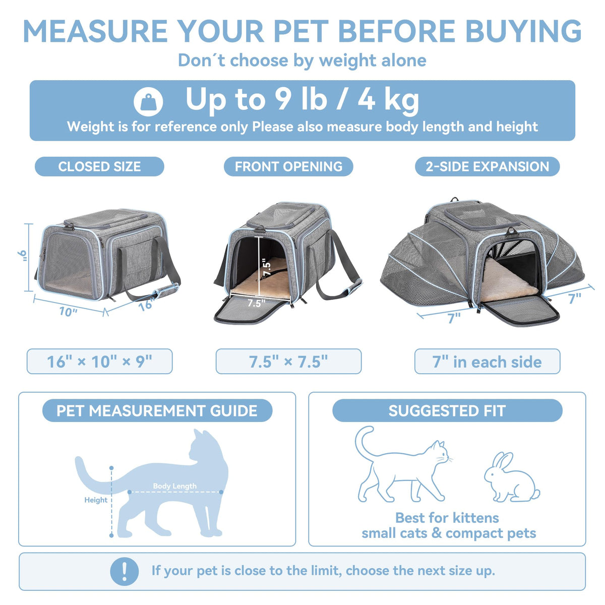 Small Double Expandable Cat Carrier C1079