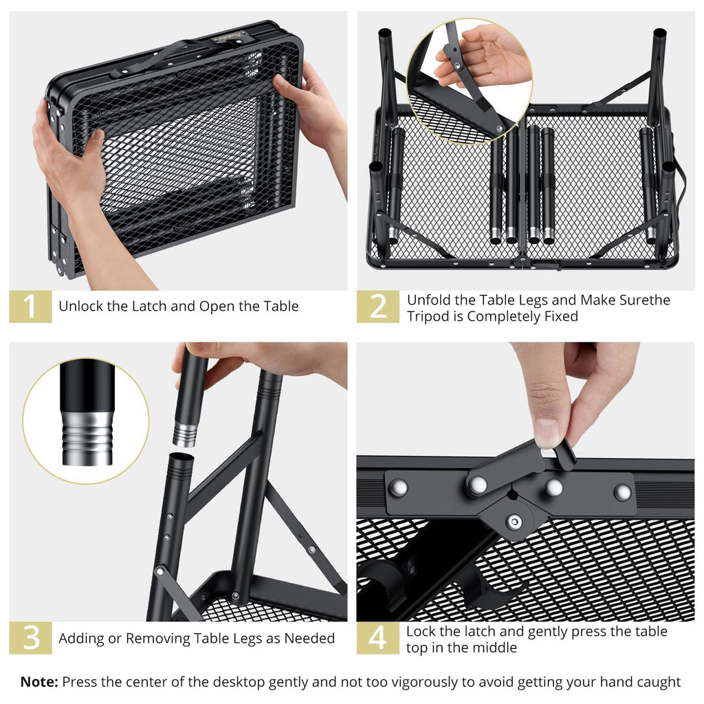 2ft Folding Camping Grill Table Black X906