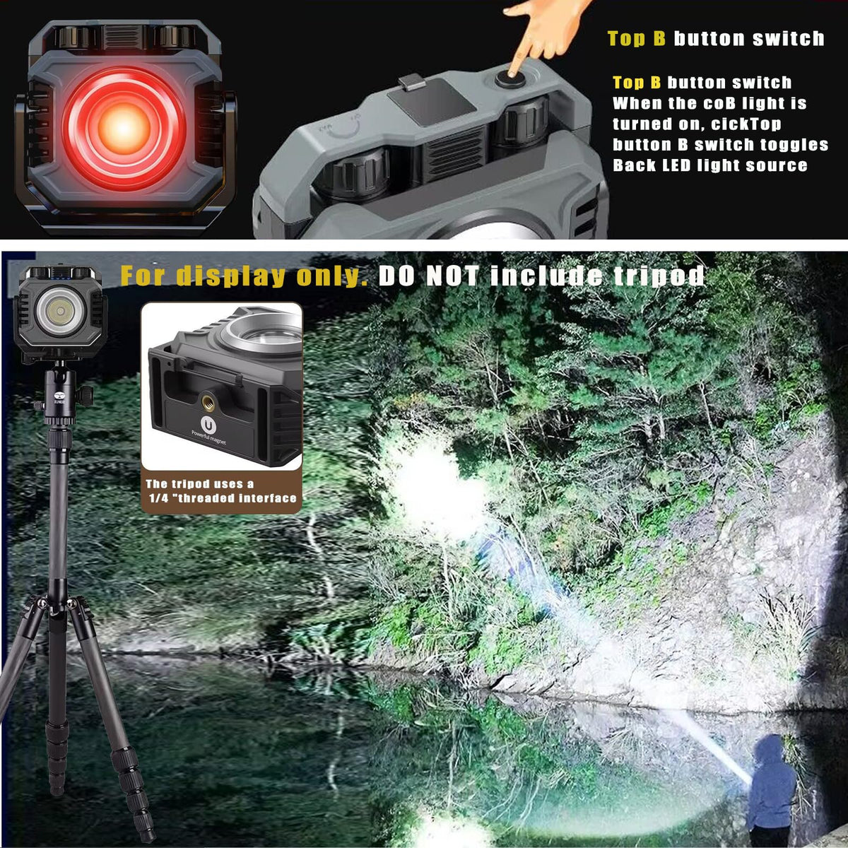 Rechargeable Magnetic COB Work Light 1500LM Waterproof Foldable N25321