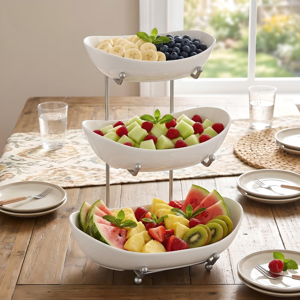 3 Tier Ceramic Fruit Basket with Holder R4680