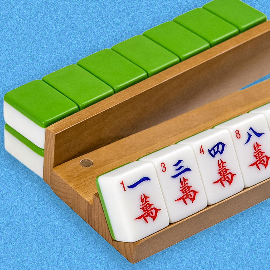 Wooden Mahjong Racks Set with Magnetic Pushers, 4 Racks & 4 Pushers V5798