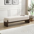 Beige Brown Loop Yarn Fabric Ottoman Bench Z324