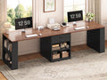 90.5" 2 Person Computer Desk with Storage Drawers Black C839703