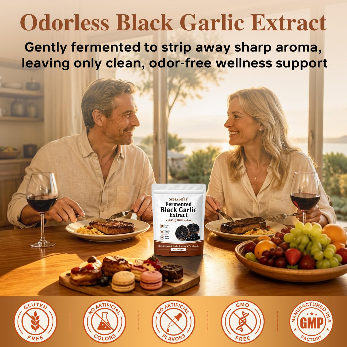 Black Garlic Extract with CoQ10, 300 Softgels I836