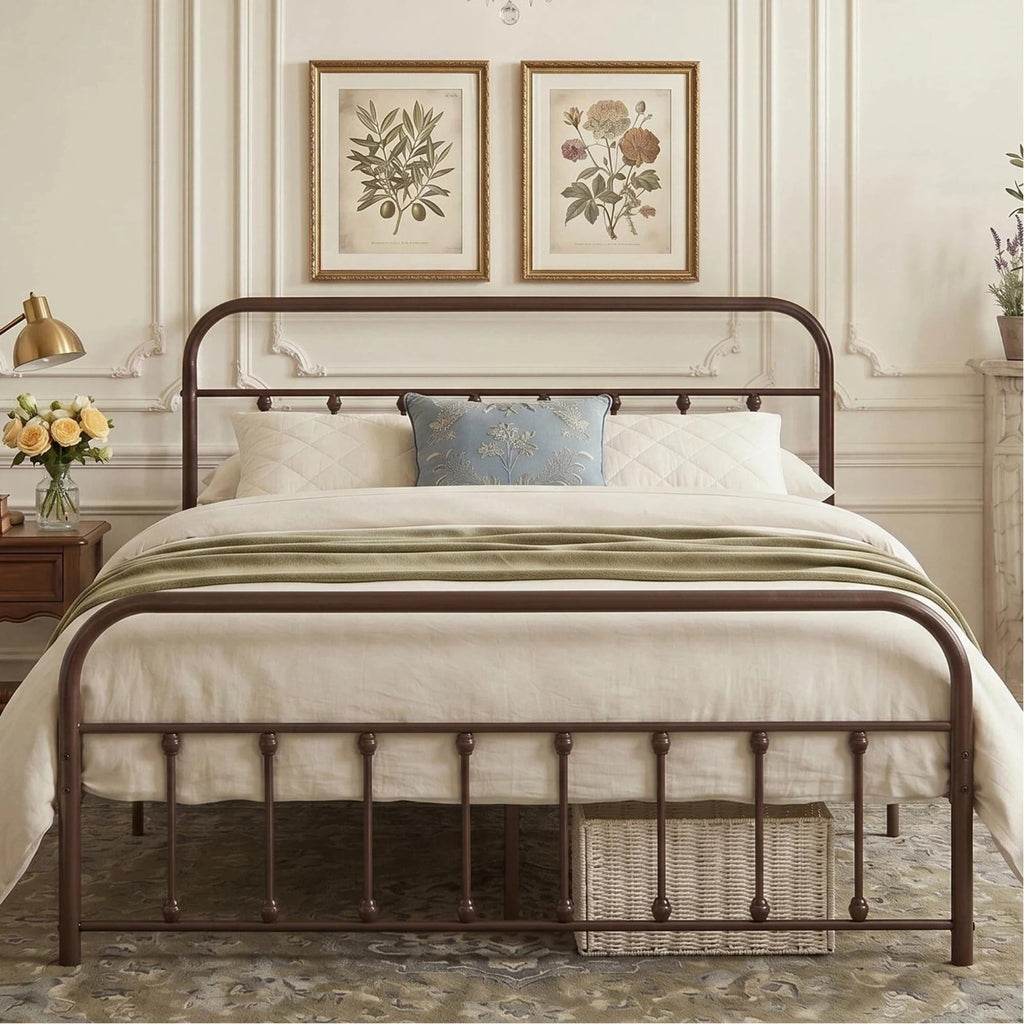 Full Size Metal Bed Frame with Headboard and Footboard C8315