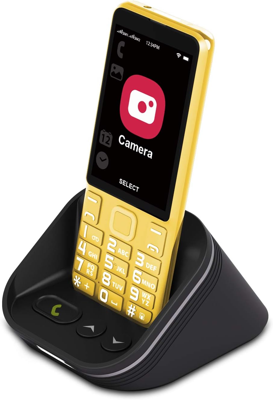 Yellow Unlocked 4G Senior Cell Phone Dual Card Dual Standby with Charging Dock Speaker Pack of 2 K7714