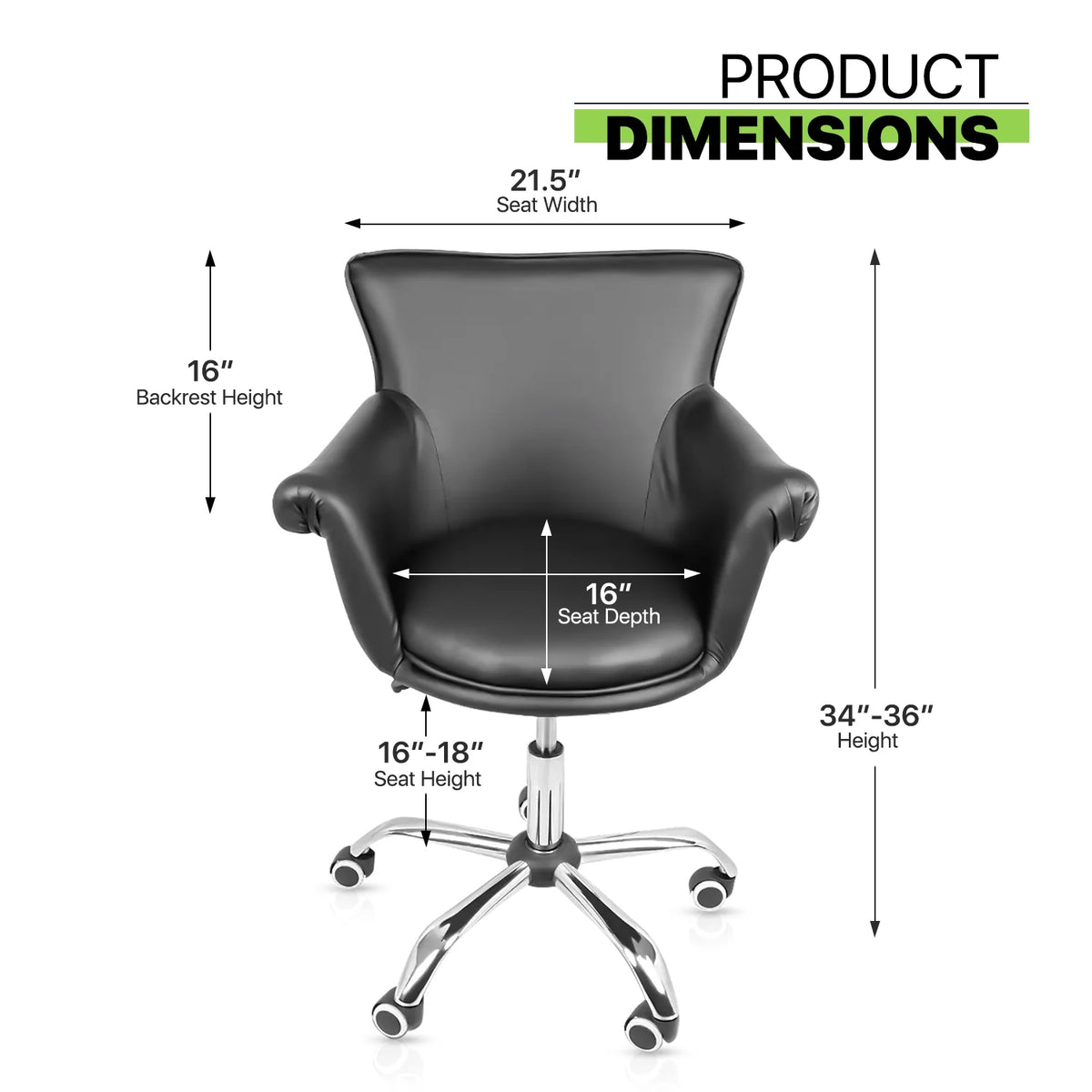 Black Upholstered Desk Chair with Wheels R90928