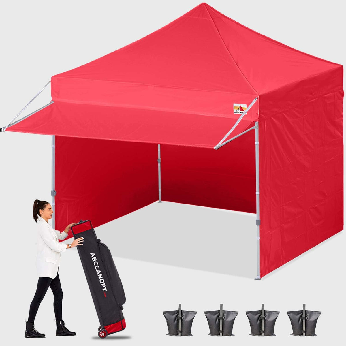 White 10x10 Pop up Canopy Tent with Awning and Sidewalls K239553