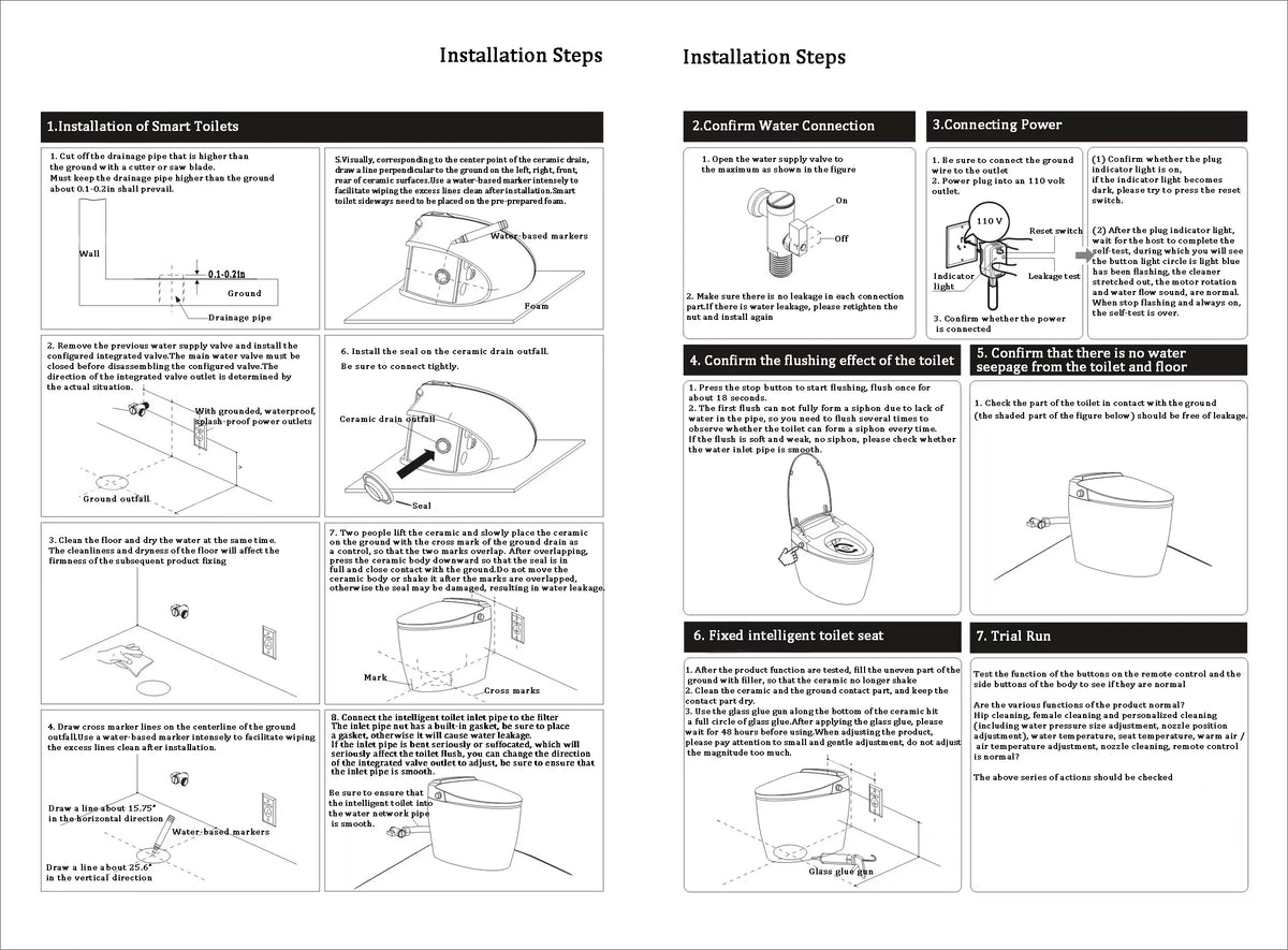 Smart Toilet with Bidet, Auto Open/Close Lid, Auto-Flush, Heater, Remote Control and Water Tank C86243