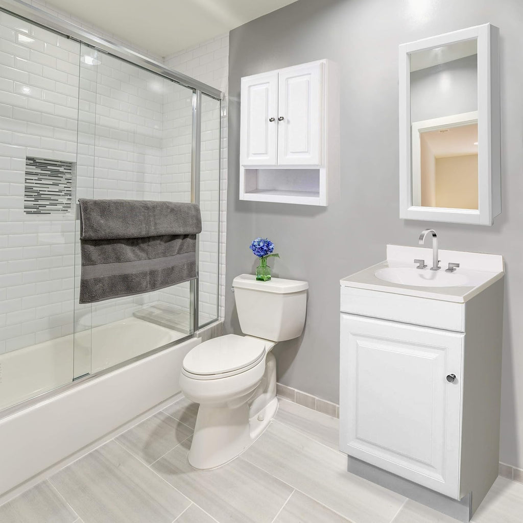 White 2-Door 1-Shelf Bathroom Wall Cabinet N563