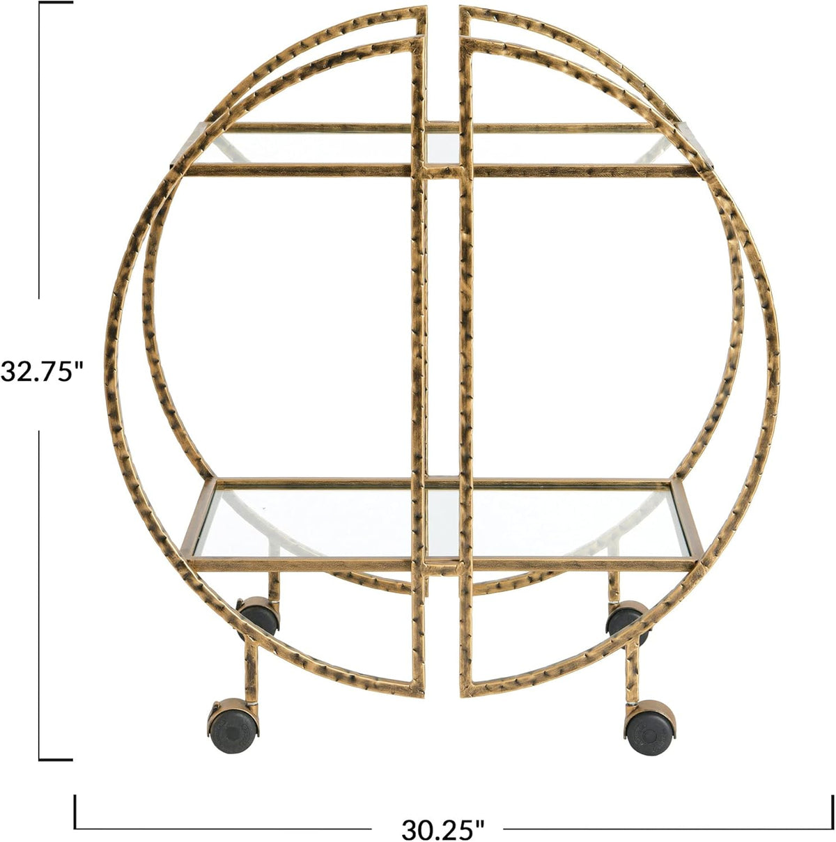 Hammered Brass Round Bar Cart B1195