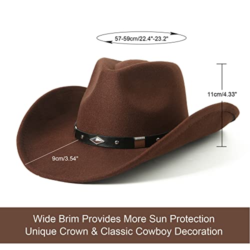 Felt Wide Brim Western Cowboy Hat with Belt Buckle N597