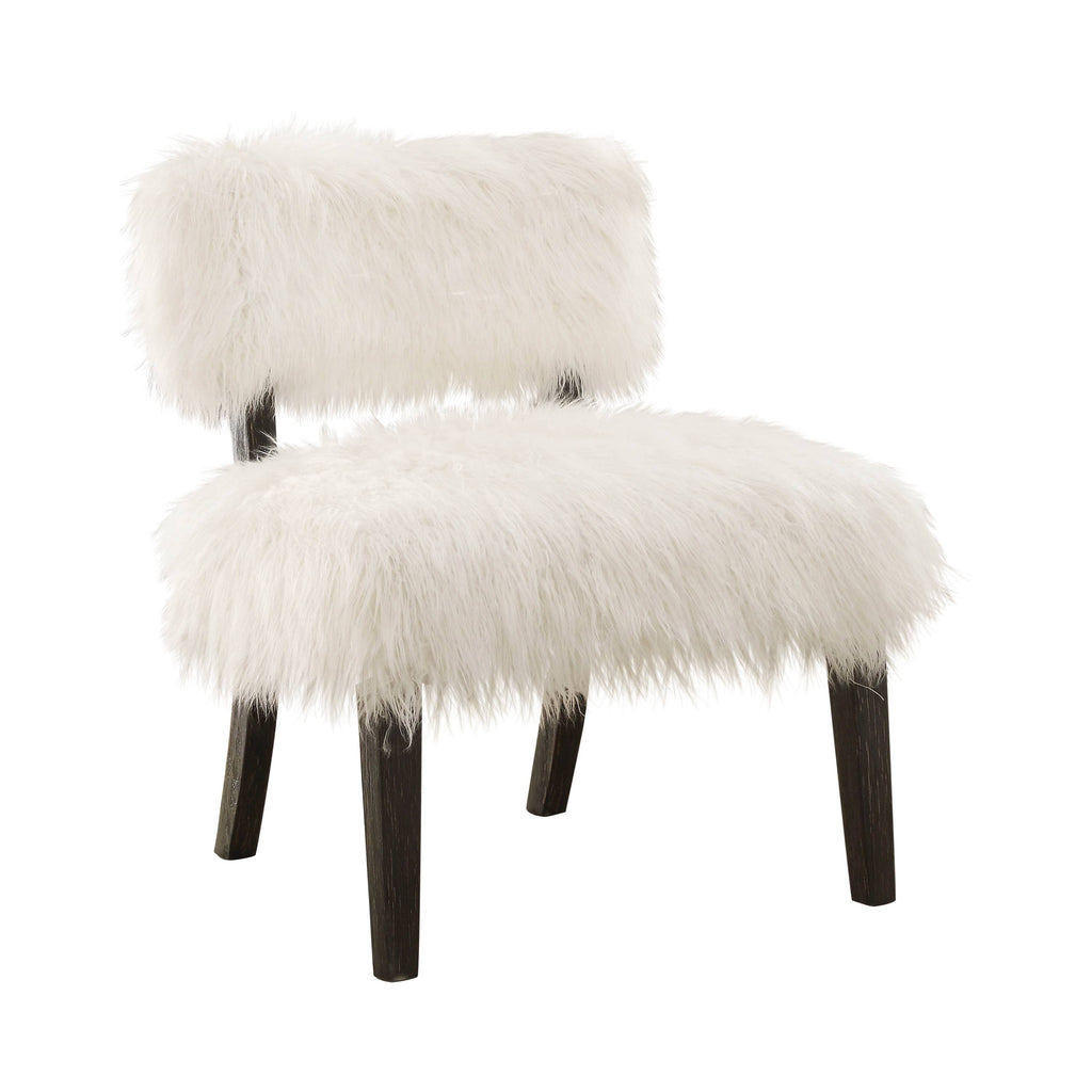 White Faux Fur Accent Chair Q646578