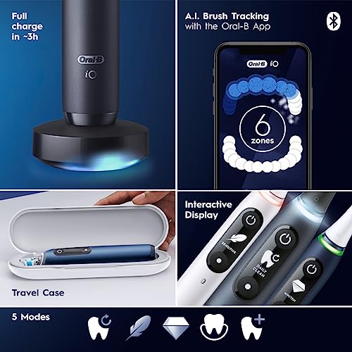 Black Rechargeable Electric Toothbrush with 5 Cleaning Settings, 2 Replacement Heads, Travel Case E35720