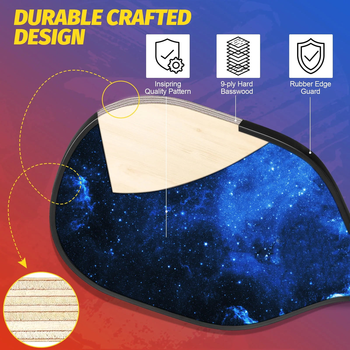 USAPA Approved Wood Pickleball Set with 4 Rackets, Bag, 4 Balls H931