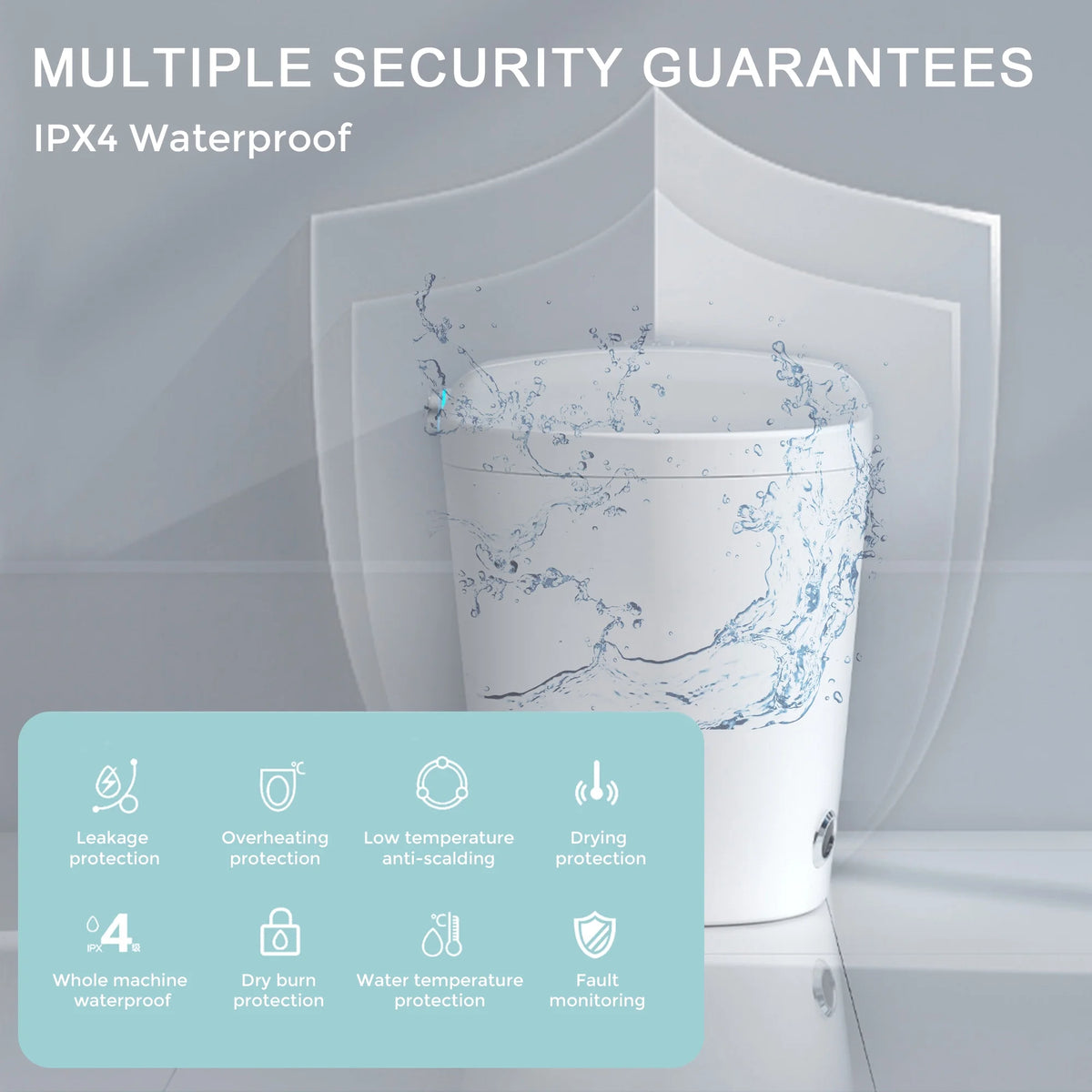 Smart Toilet with Bidet, Auto Open/Close Lid, Auto-Flush, Heater, Remote Control and Water Tank C86243