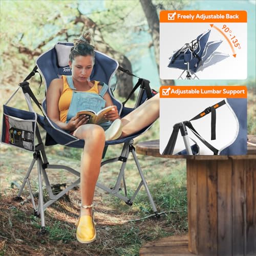 Oversized Hammock Camping Chair with Adjustable Backrest Blue D603