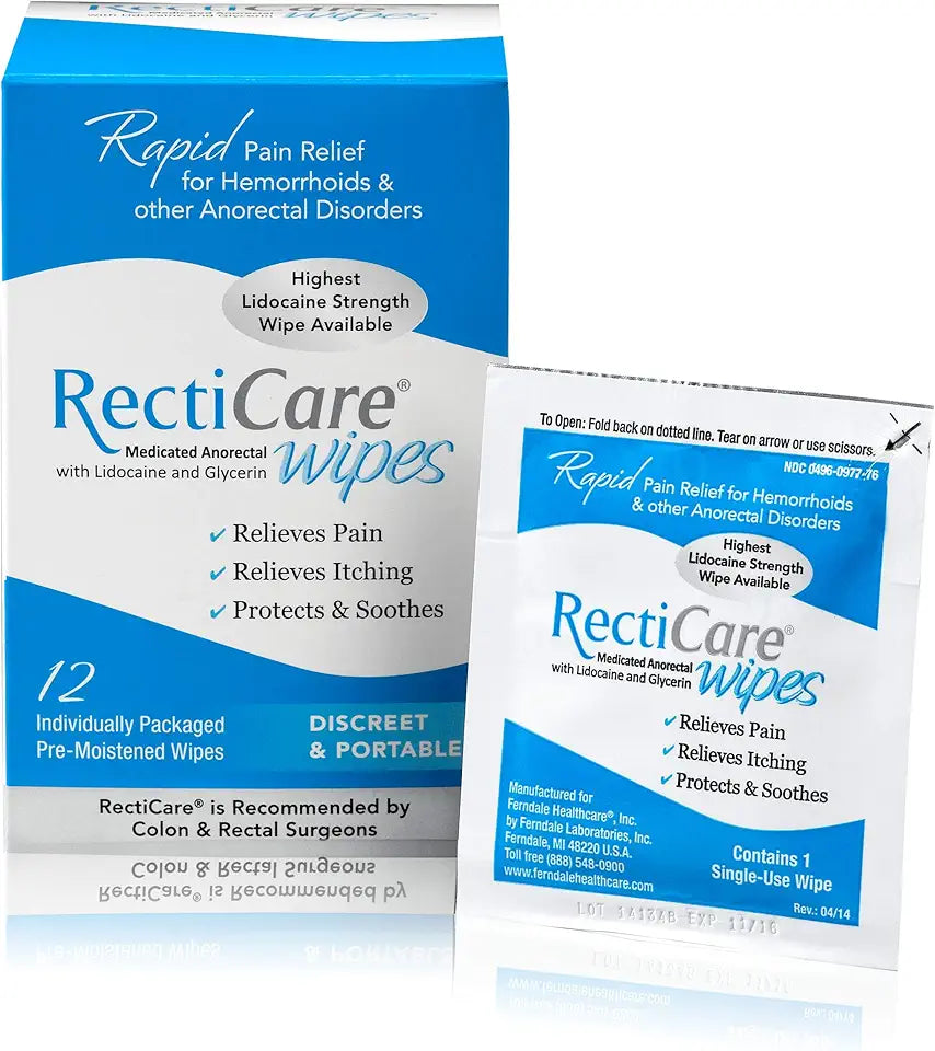 Medicated Anorectal Wipes 5% Lidocaine 12 Pack H117113