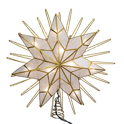 12" Gold Lighted Capiz Tree Topper Star I5779