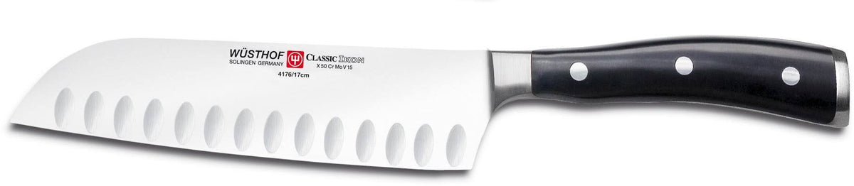 7-Inch Santoku Hollow Edge Black Knife B652345