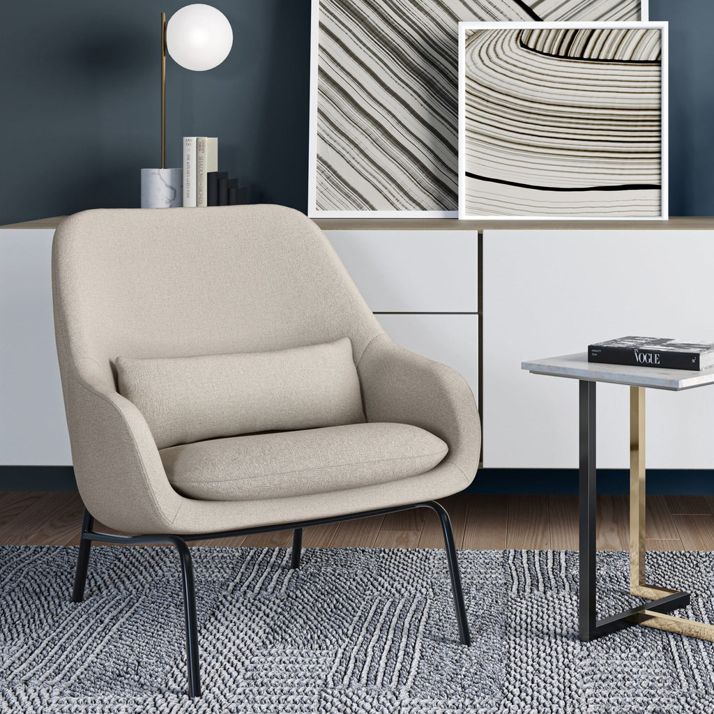 30 inch Wide Mid Century Modern Accent Chair in Linen fabric M826