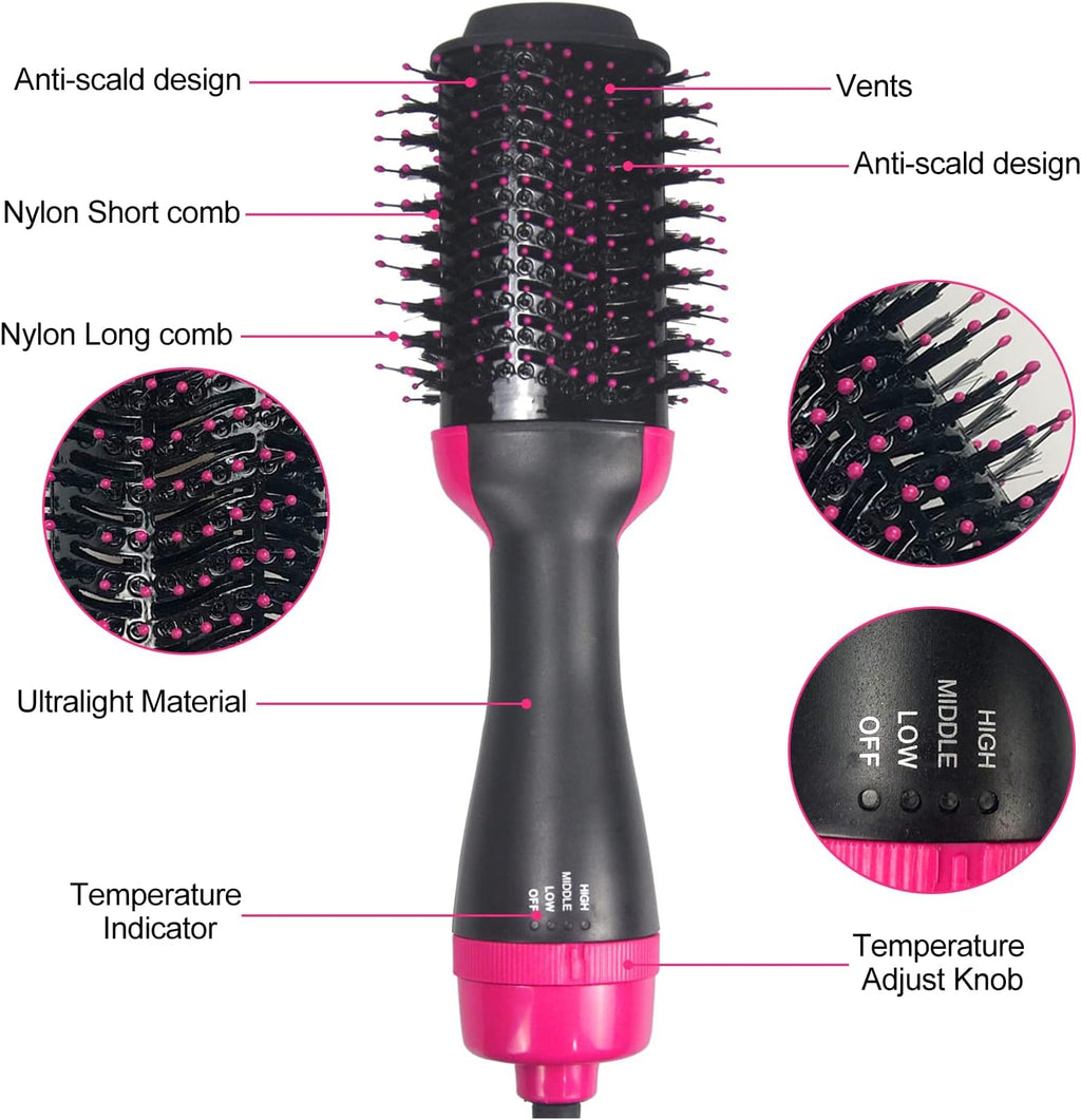4 in 1 Hair Dryer Brush with Ceramic Titanium Barrel P876010