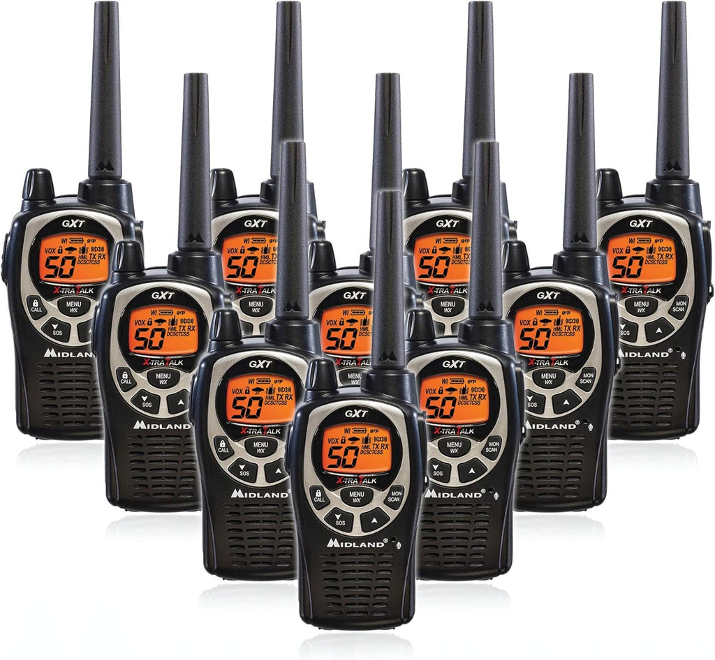 GMRS Two Way Radio with NOAA Weather Scan and Alert, 50 Channels, 10 Radios K478240