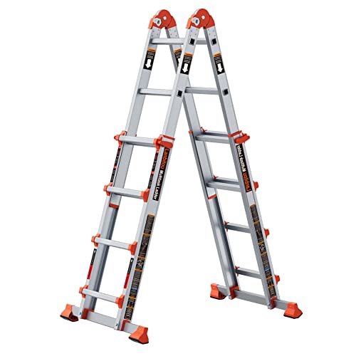 5 Step 17 Ft Anti-Slip Multi Position Aluminum Ladder T53683