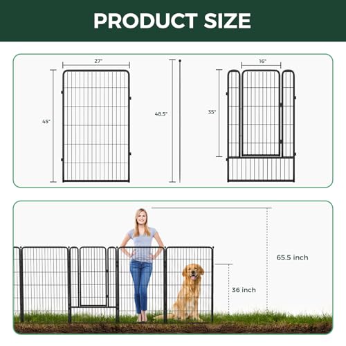 Black 40in x 36.0ft 16 Panels Metal Garden Fence S9066