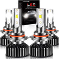 LED Headlight Bulbs 9005 High Beam + 9006 Low Beam, 6000K Cool White, Pack of 4 J91768