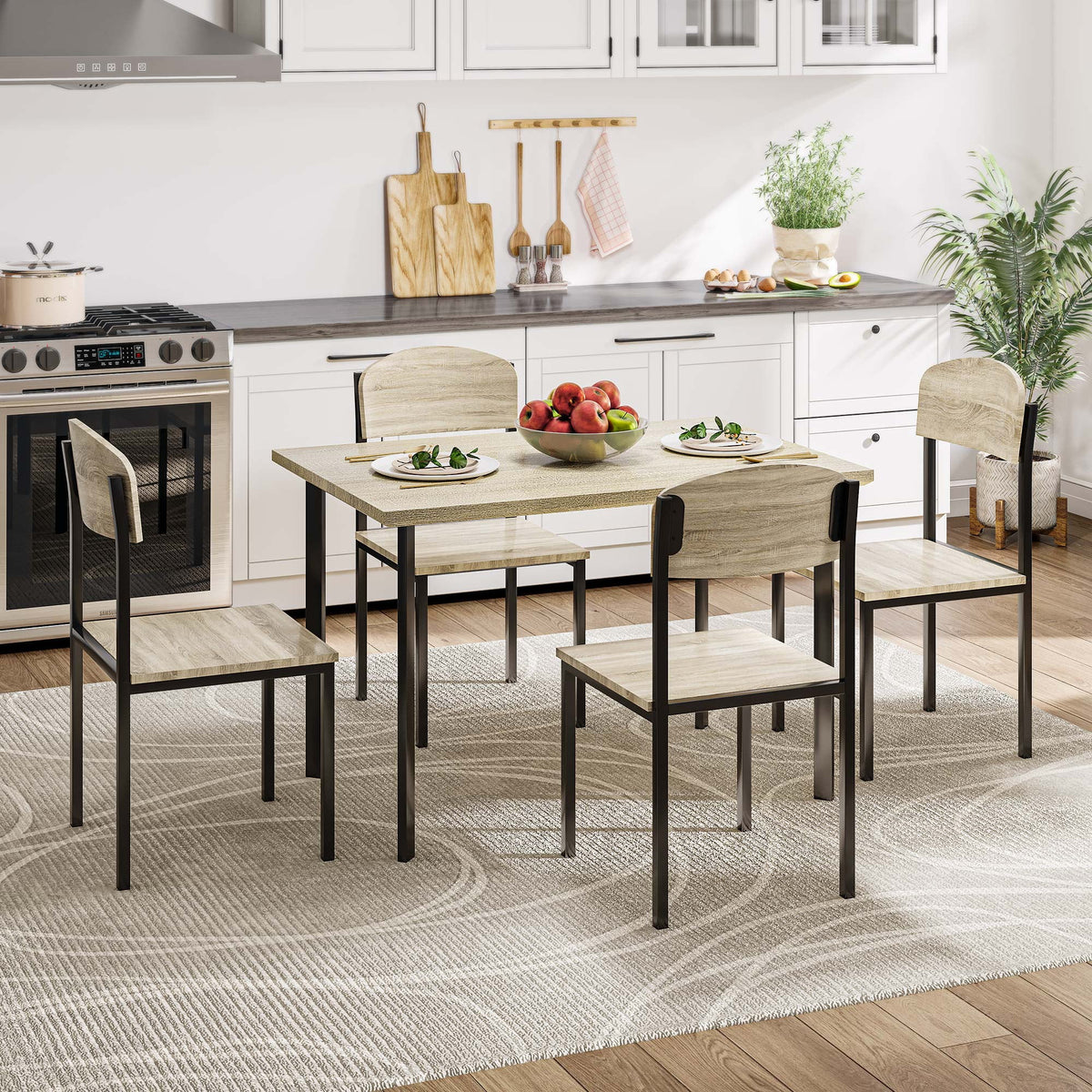 5-Piece Light Brown Dining Table Set H47929