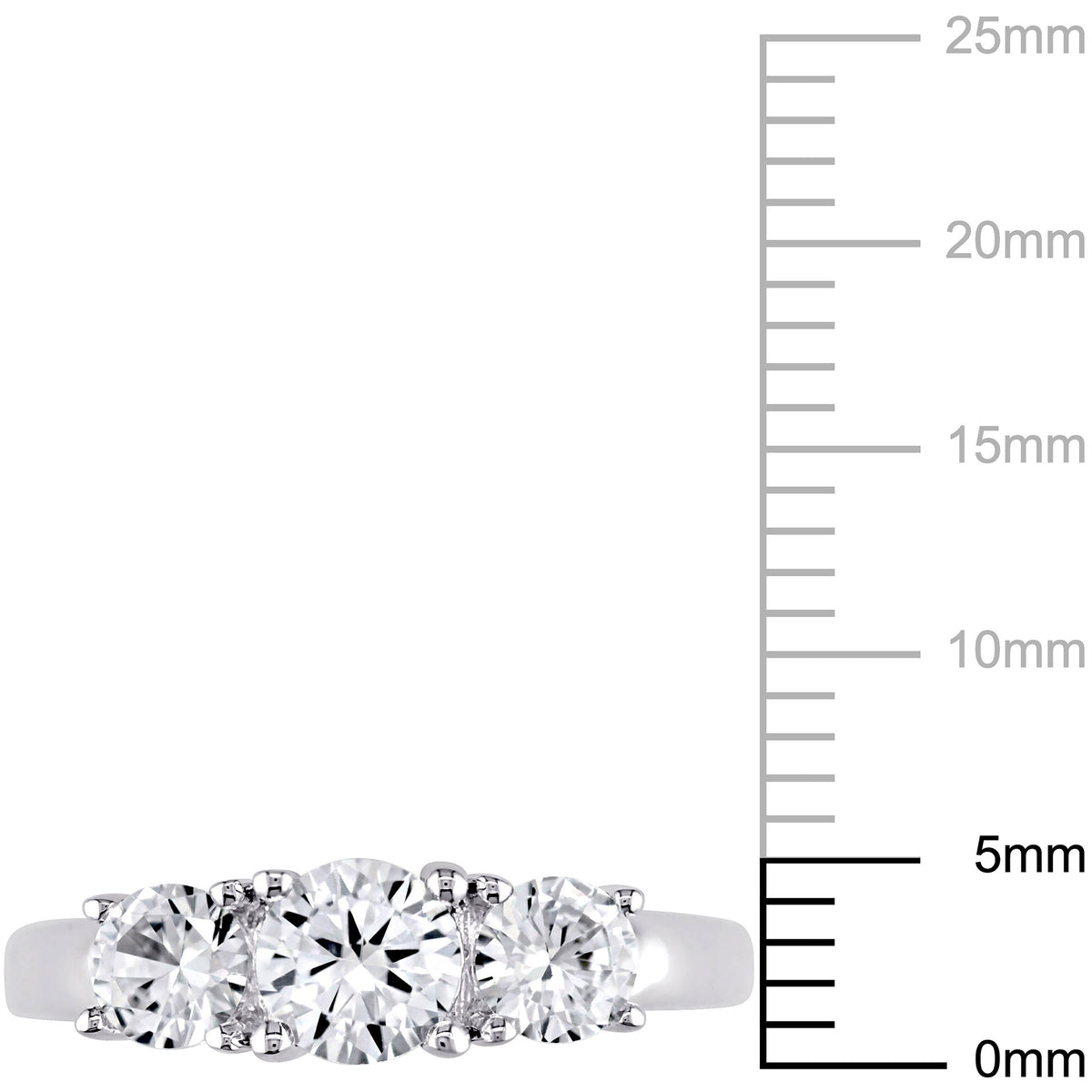 Created White Sapphire 10kt White Gold 3-Stone Round-Cut Engagement Ring E23774
