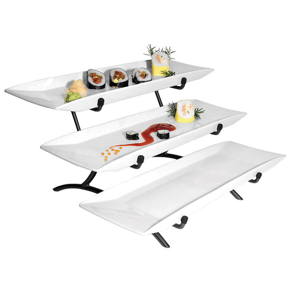3 Level Long Platter Tier Black M1549