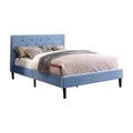 Blue Fabric Button Tufted Full Platform Bed I481