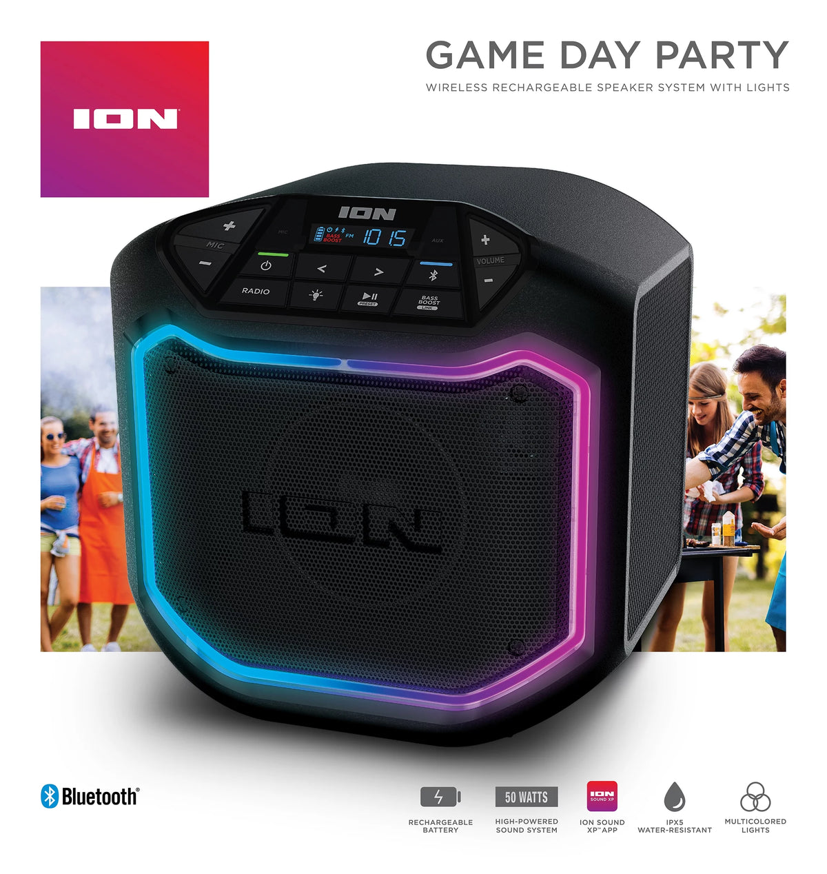 Portable Bluetooth Speaker with LED Lighting, Black B853703