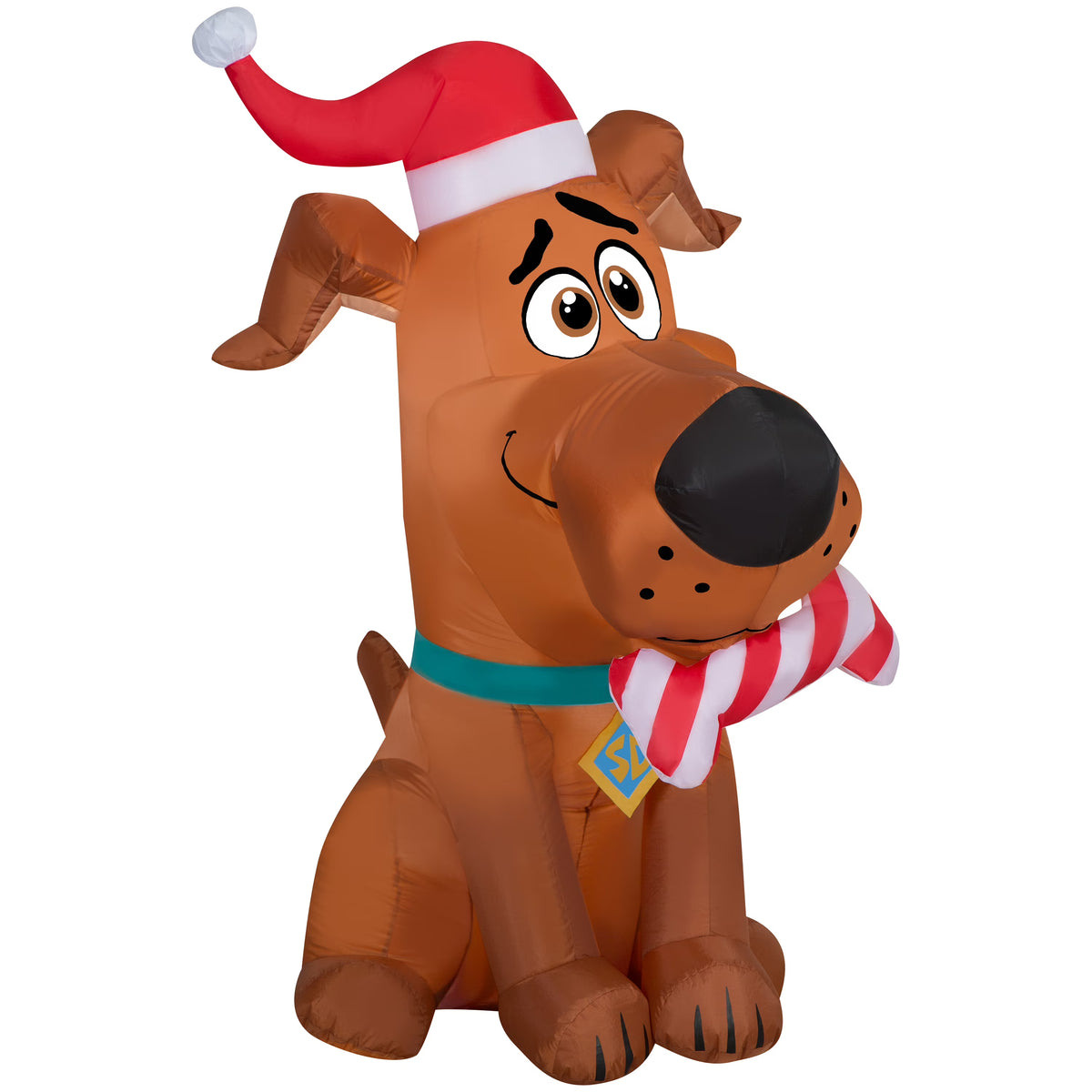 5 Foot Christmas Puppy Airblown Inflatable with Peppermint Bone U61391