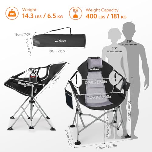 Oversized Hammock Camping Chair with Adjustable Backrest Blue D603