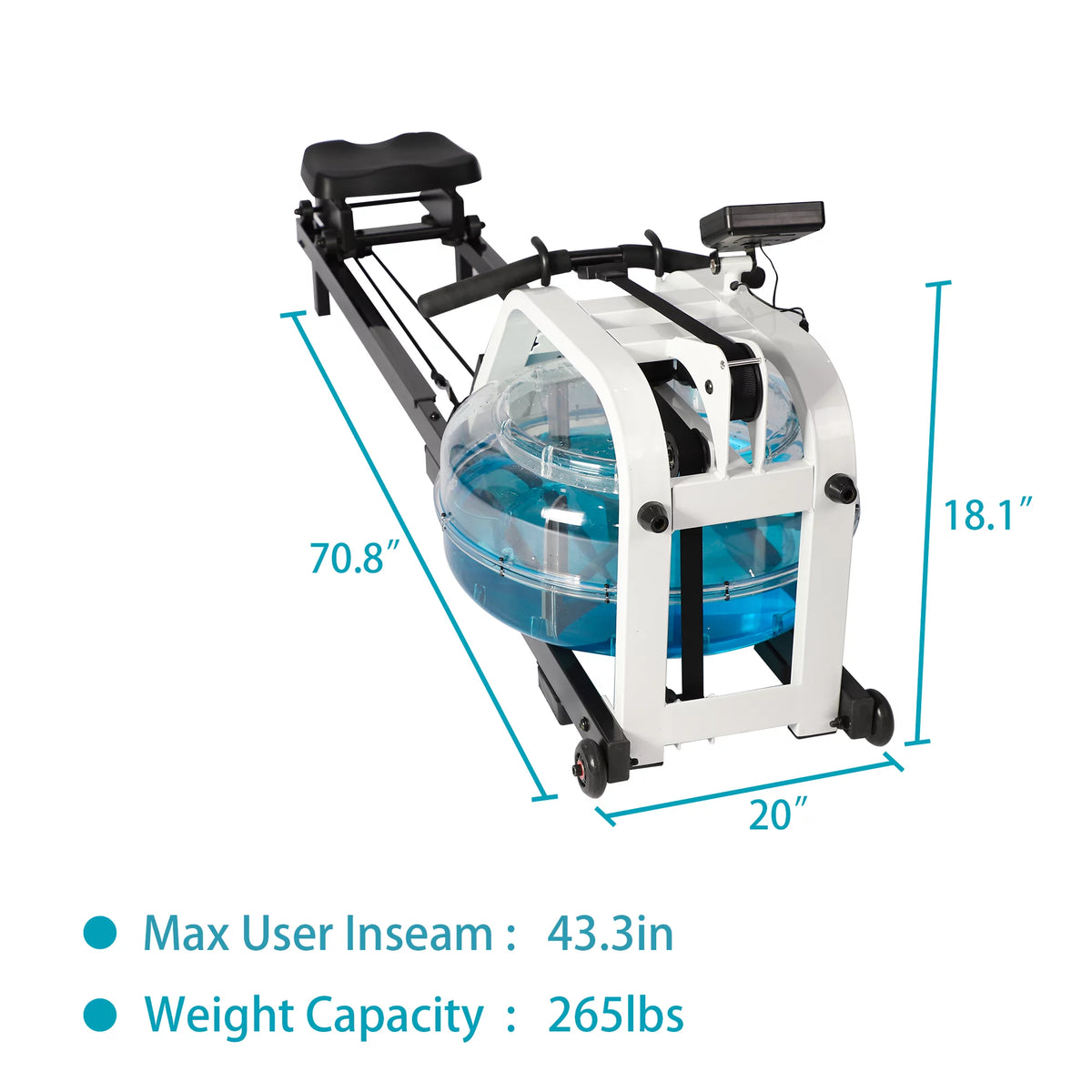 Rowing Machine with LCD Monitor, 330 lbs Weight Capacity, Adjustable T246