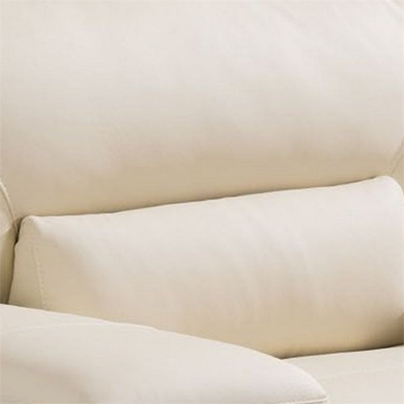 Cream Leatherette Chair with Attached Waist Pillow L581538