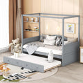 Gray Wooden Canopy Bed with Trundle L514