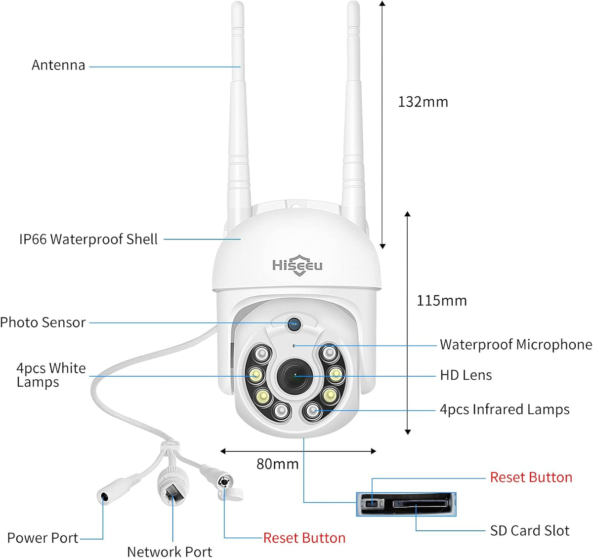 3MP Outdoor Wireless Security Camera with Floodlights G663477