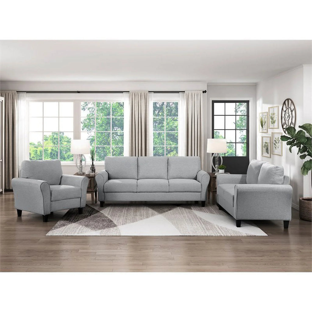 Transitional Solid Wood and Polyester Love Seat in Dark Gray/Black S958865