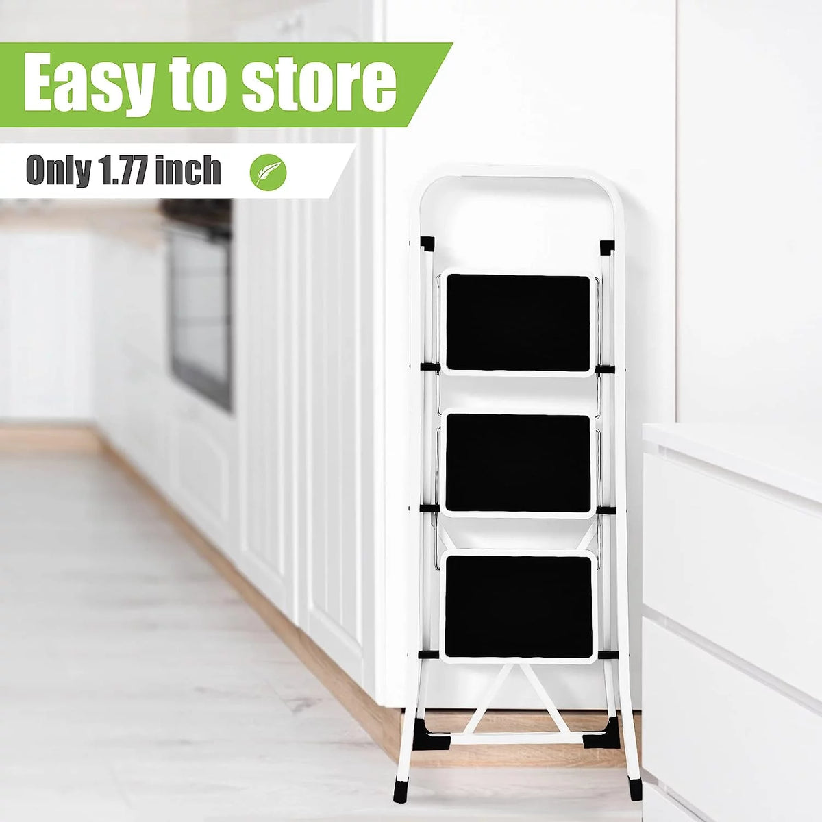 3-Step Folding Step Stool with Anti-Slip Pedal and Handrails A92410