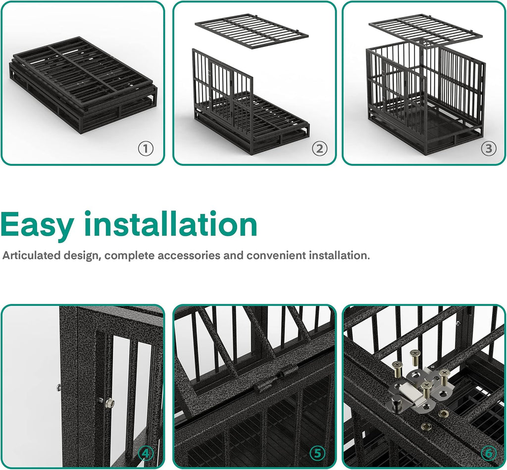 36 Heavy Duty Metal Dog Kennel and Crate, Double Door, Black M3435