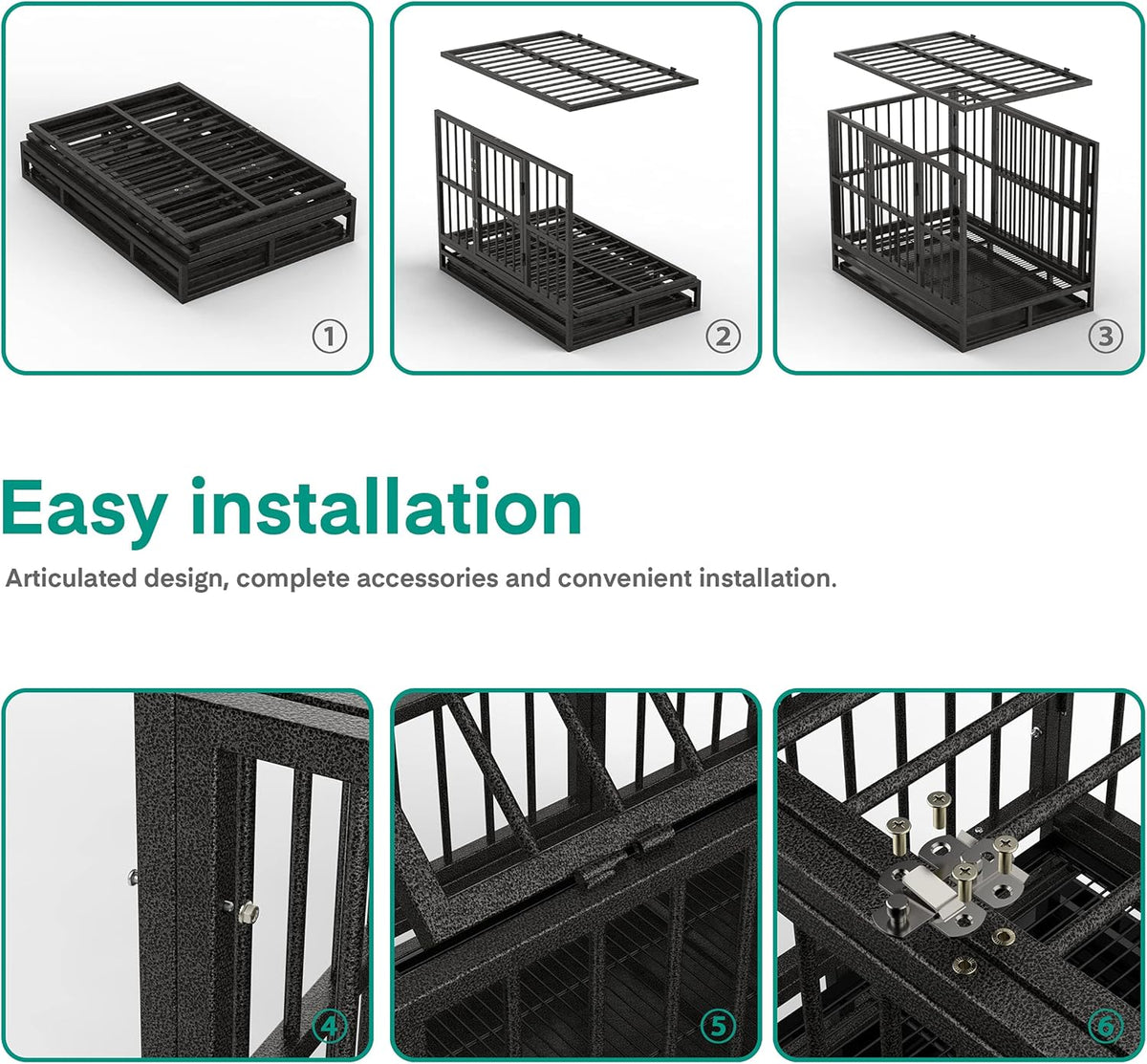36 Heavy Duty Metal Dog Kennel and Crate, Double Door, Black M3435