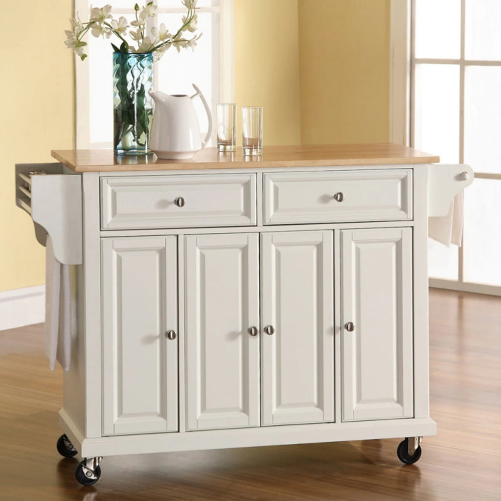 Black Natural Wood Top Kitchen Cart A8795