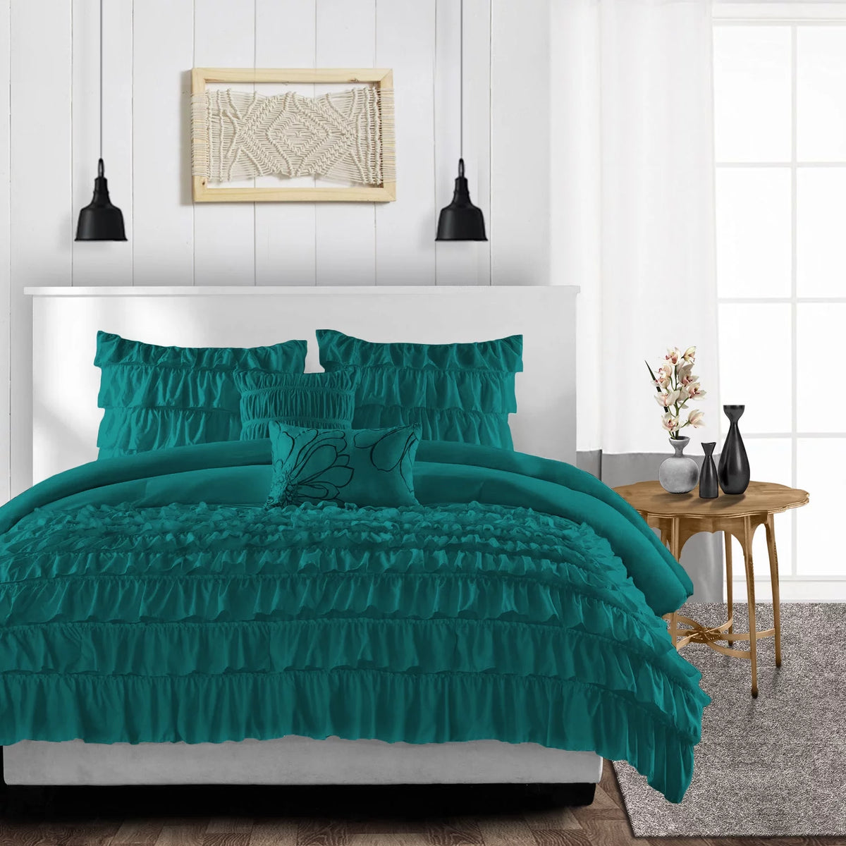 Teal Microfiber Fill Comforter with Pillowcases M2019