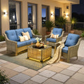 4 PCS Rattan Patio Conversation Set with Coffee Table L619